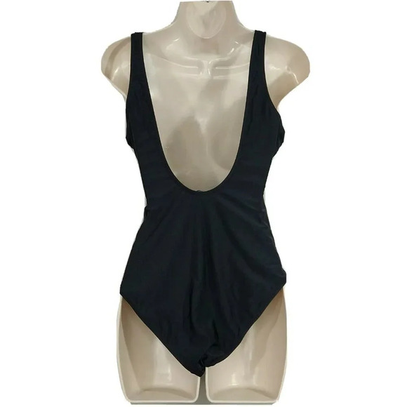 Old Navy One Piece Swimsuit Women Size M Black Removable Padding Tie Front - Picture 4 of 8